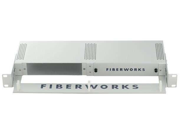 Fiberworks 19"  1U chassis for two modules, with one blanking plate